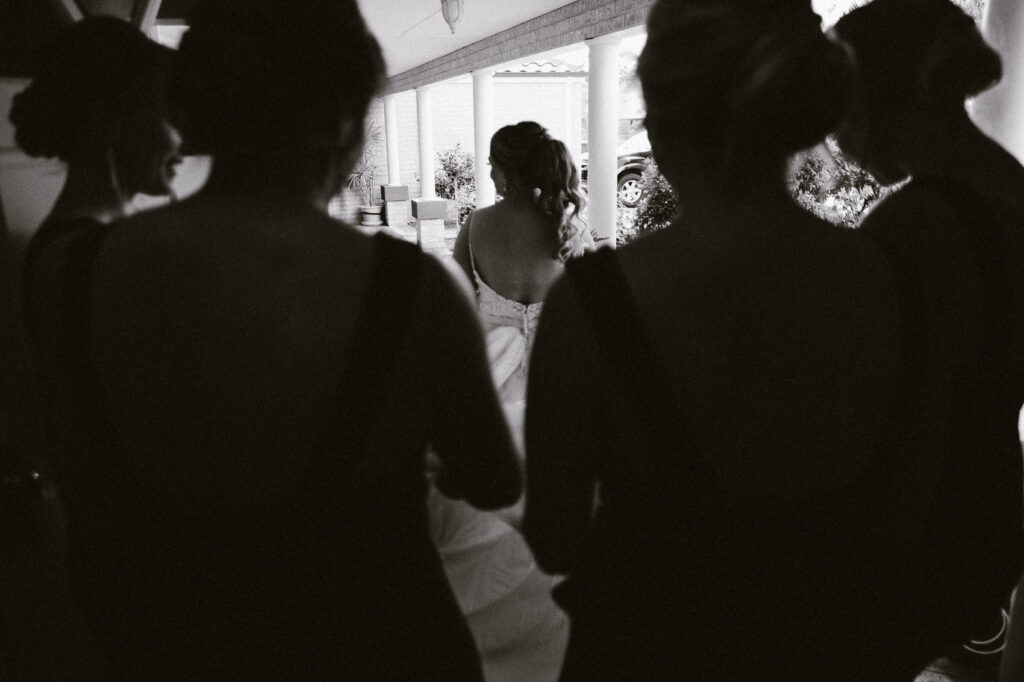 Leaving the house to wedding